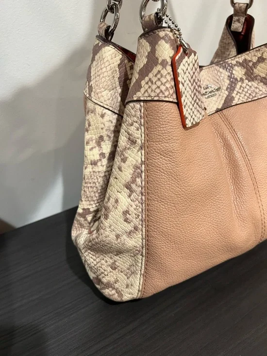 Coach Lexy SV Nude Pink Multi Snake Leather Shoulder Bag EUC - Picture 12 of 14